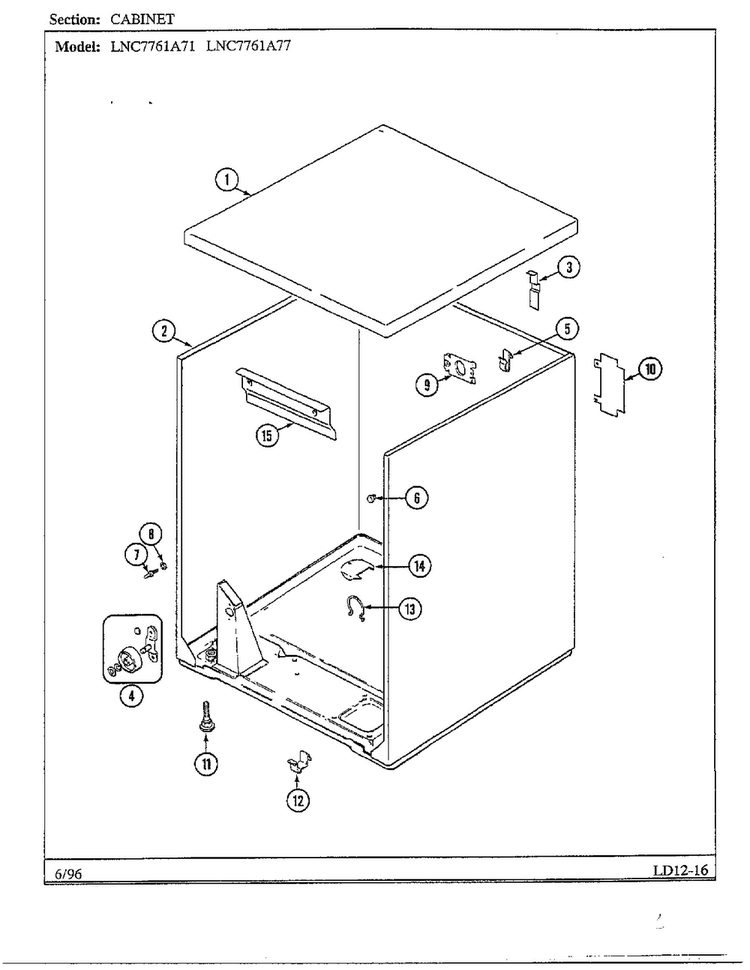 Cabinet Diagram and Parts List for 7761A-71  Norge Dryer
