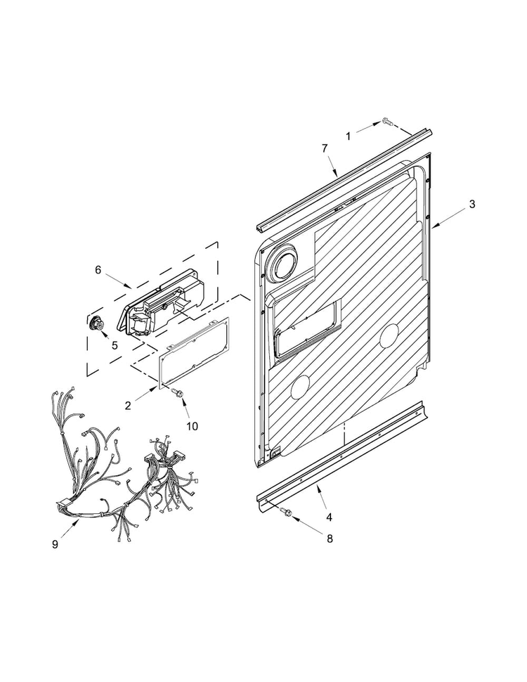 Inner Door Parts Diagram and Parts List for MDB7759SAB4  Maytag Dishwasher