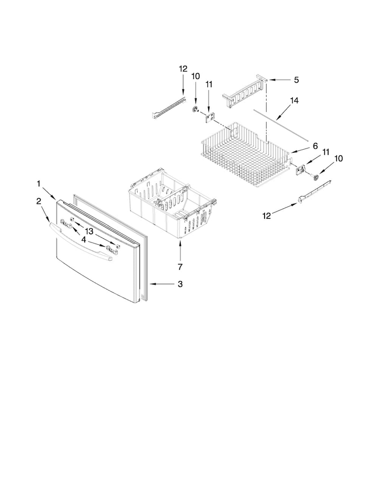Freezer Door Parts Diagram and Parts List for MFI2665XEB0  Maytag Refrigerator