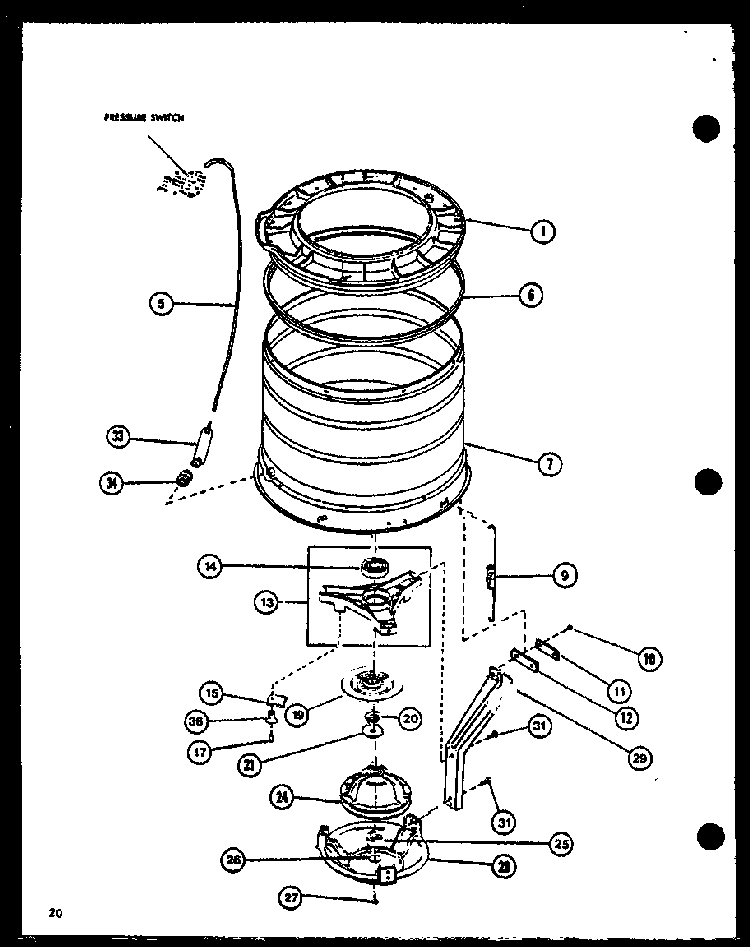 Section 2 Diagram and Parts List for LW3903W P1110506W Amana Washer