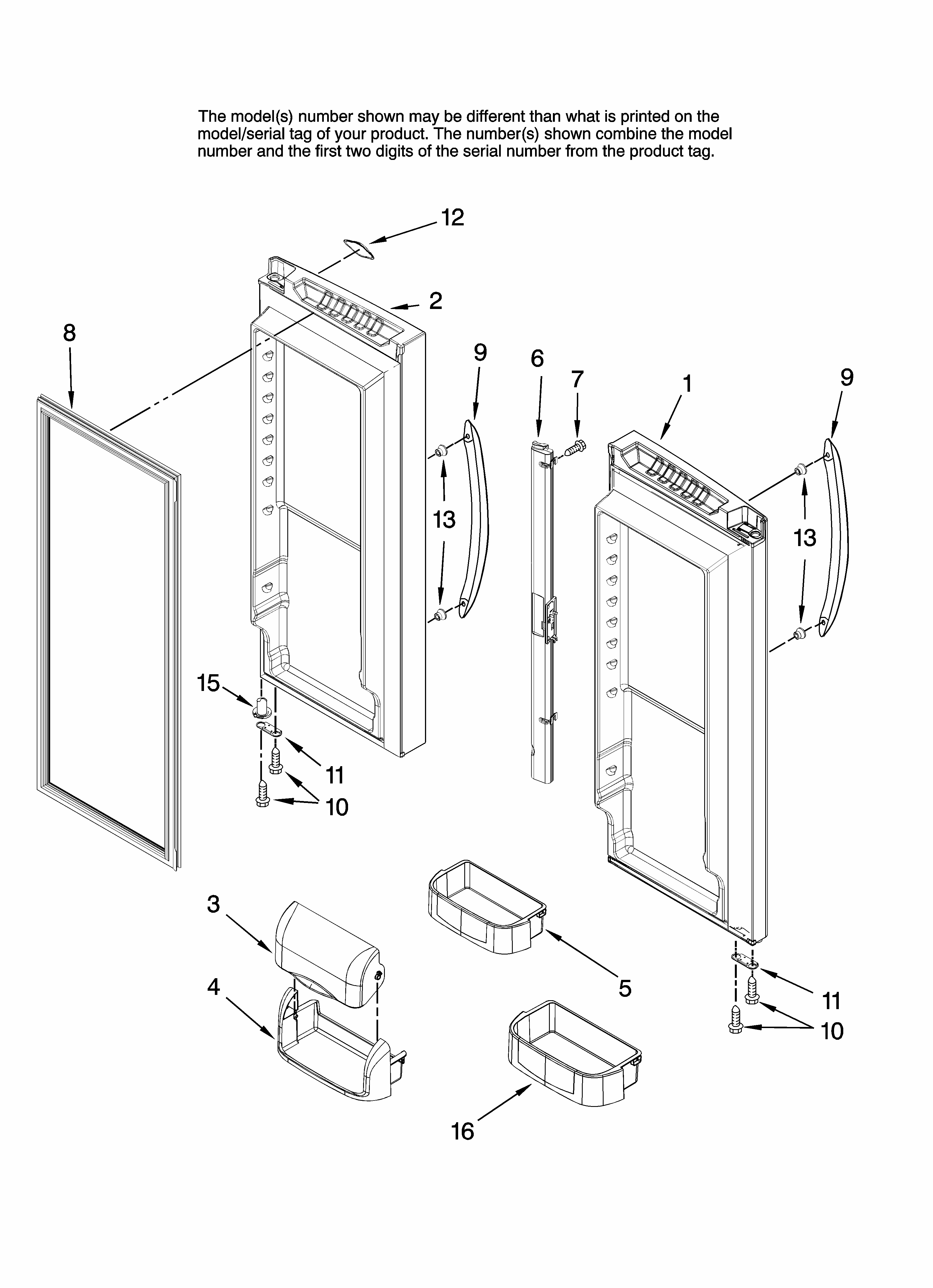 Refrigerator Door Parts Diagram and Parts List for G32526PEKB12  Maytag Refrigerator