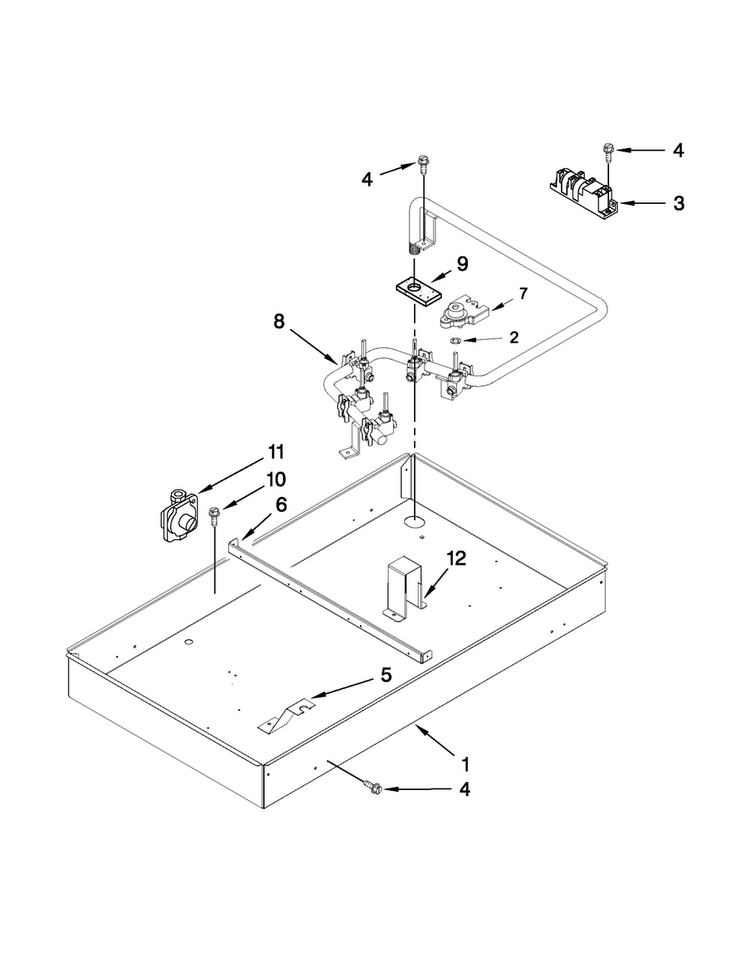 Burner Box, Gas Valves And Switches Diagram and Parts List for JGC9536BDB17  Jenn-Air Cooktop