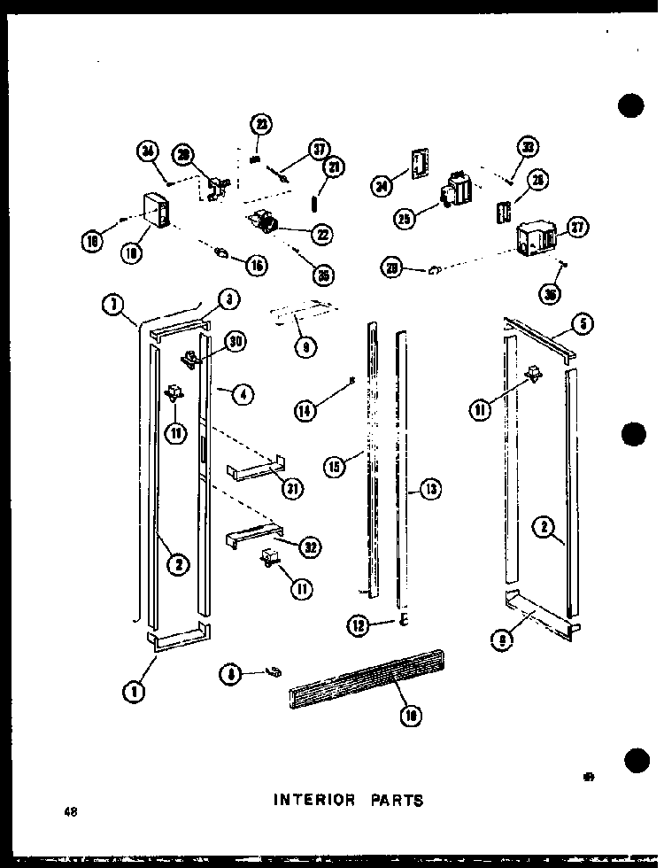Interior Parts Diagram and Parts List for SRI19C-P73320-54W  Amana Refrigerator