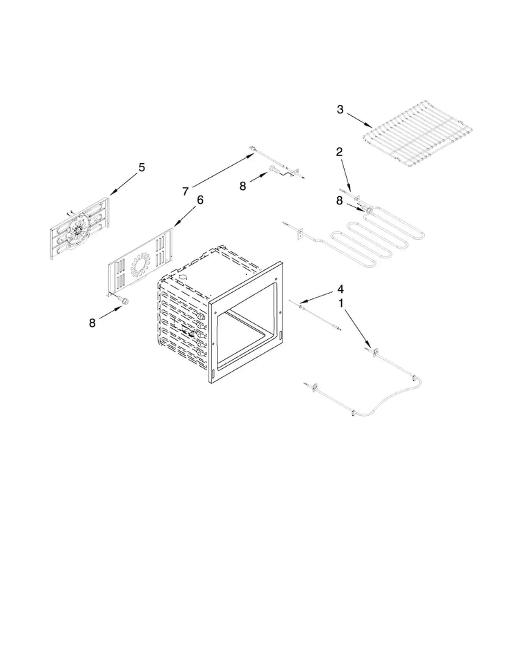 Internal Oven Parts Diagram and Parts List for JES9900CCW00  Jenn-Air Range