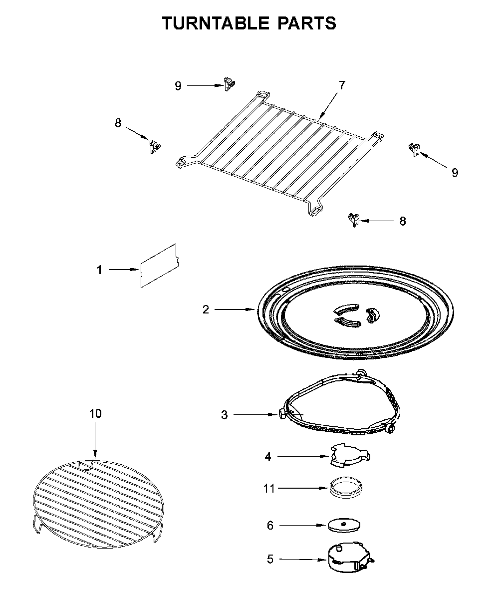 Turntable parts Diagram and Parts List for MMV6190FB3  Maytag Microwave