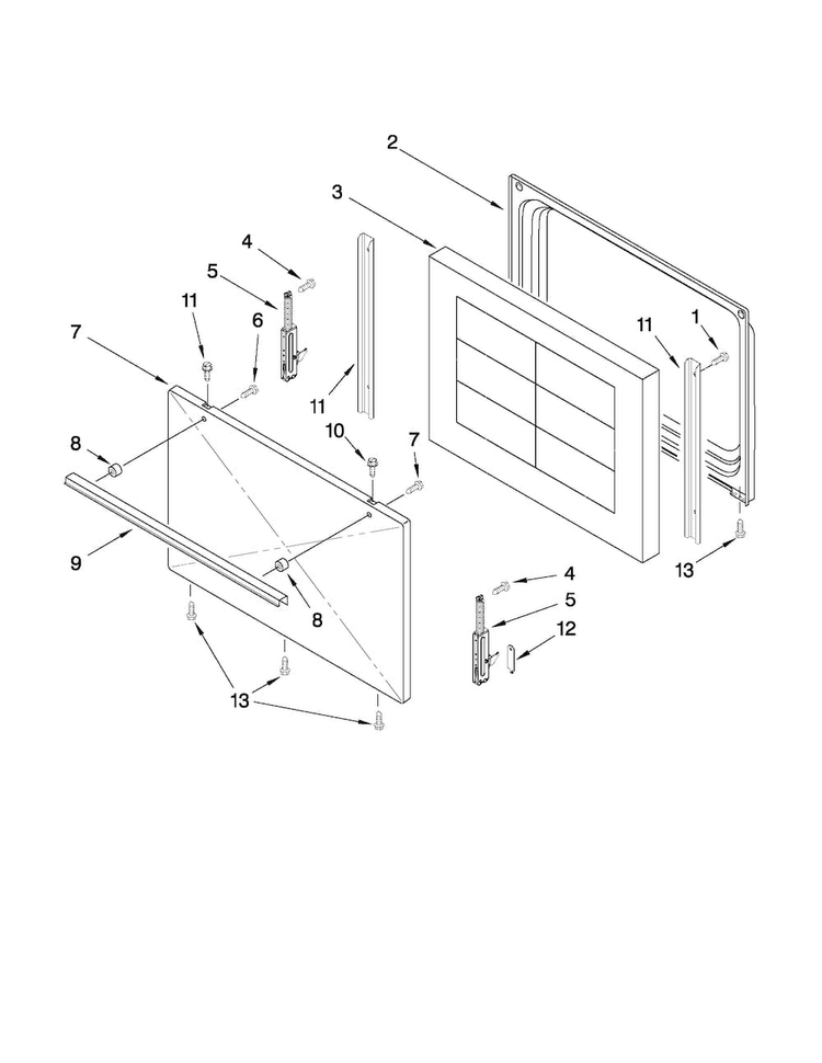 Door Parts Diagram and Parts List for AER3311WAW0  Amana Range