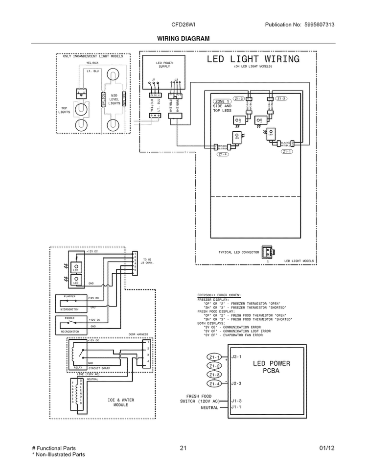 Wiring Diagram Diagram and Parts List for CFD28WIB5  Crosley Refrigerator