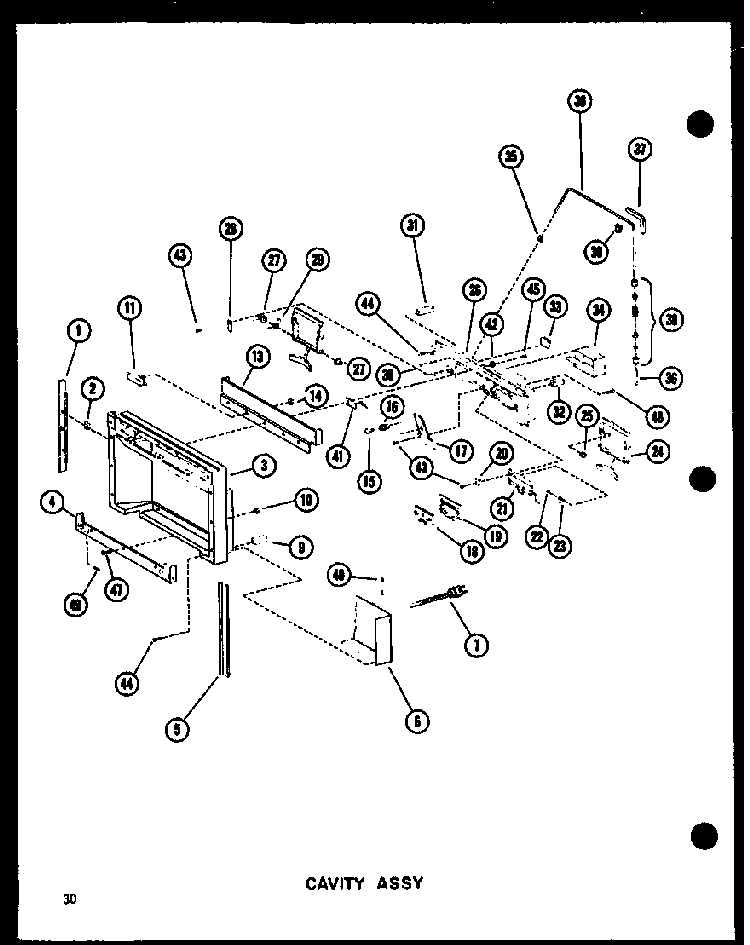 Cavity Assy Diagram and Parts List for SRI519D-P73900-19W  Amana Refrigerator