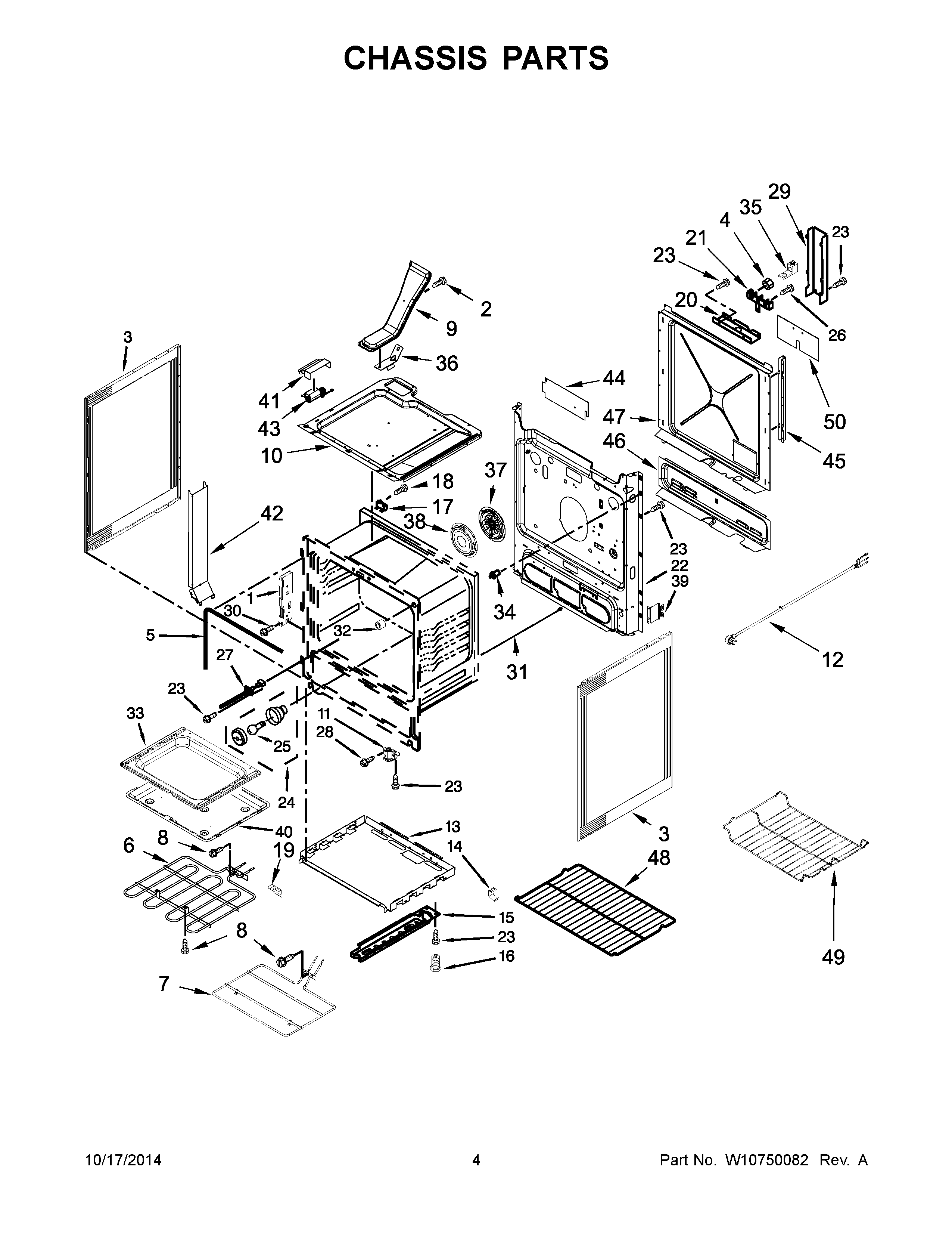 03 - CHASSIS PARTS Diagram and Parts List for YMES8880DS0  Maytag Range