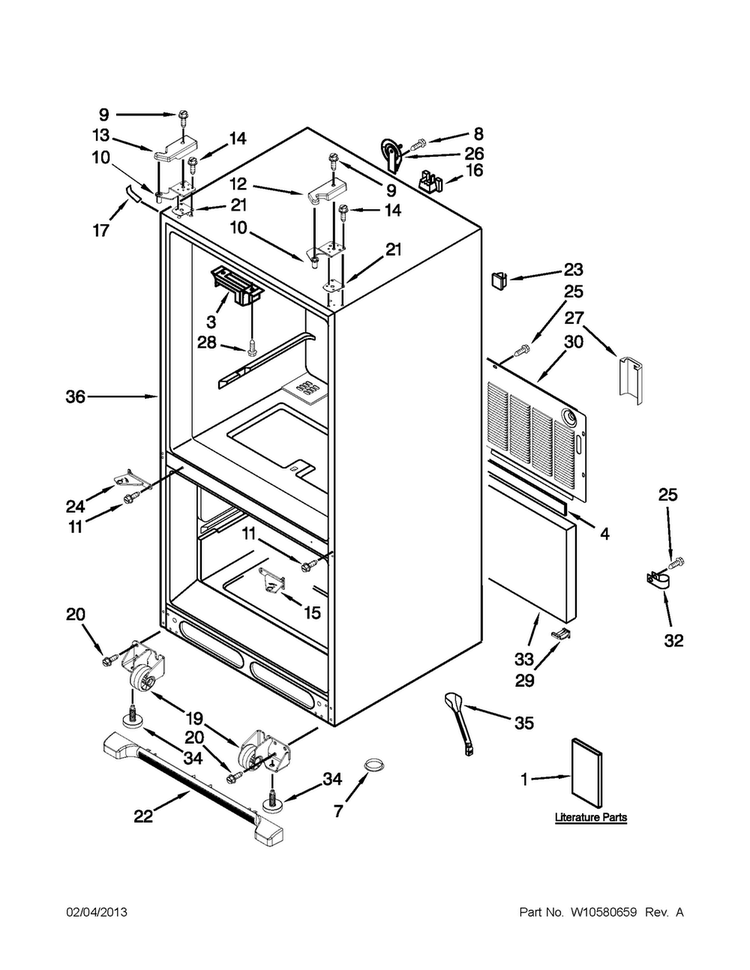 Cabinet Parts Diagram and Parts List for JFC2290VPR4  Jenn-Air Refrigerator