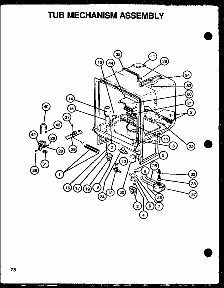 Tub Mechanism Assembly Diagram and Parts List for GAX100L P1139727NL Amana Dishwasher
