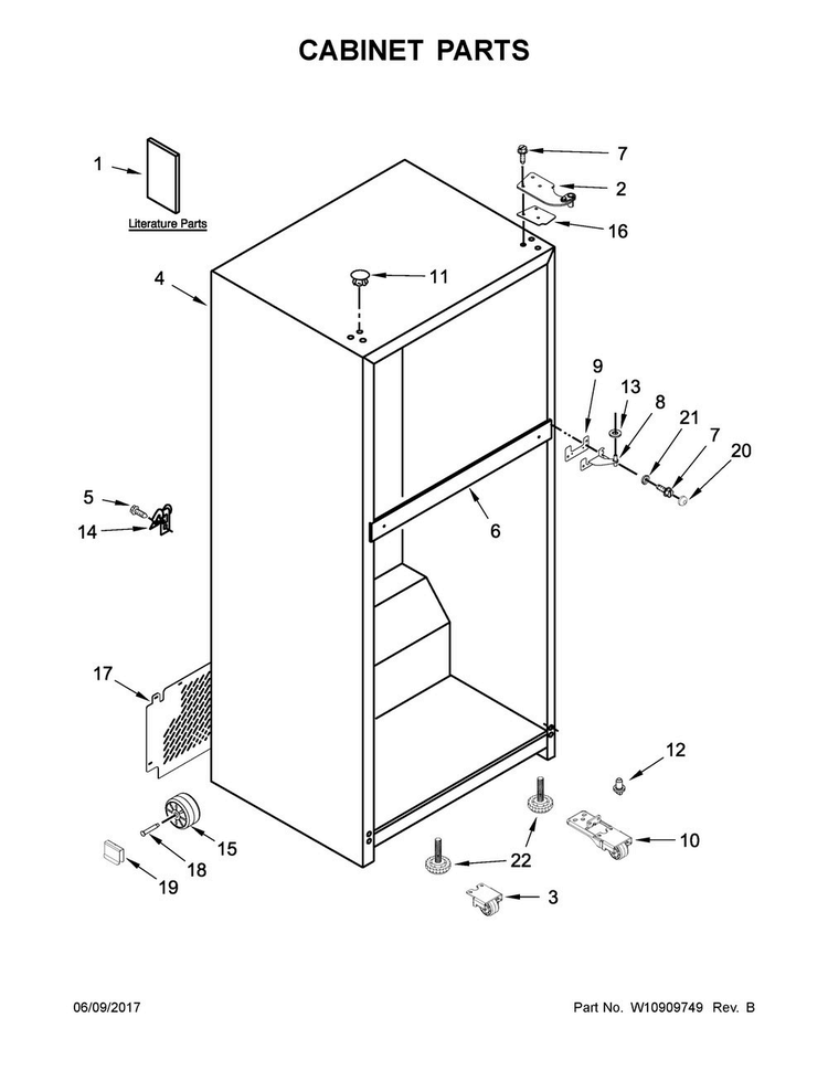 Cabinet Parts Diagram and Parts List for MRT519SFFH00  Maytag Refrigerator