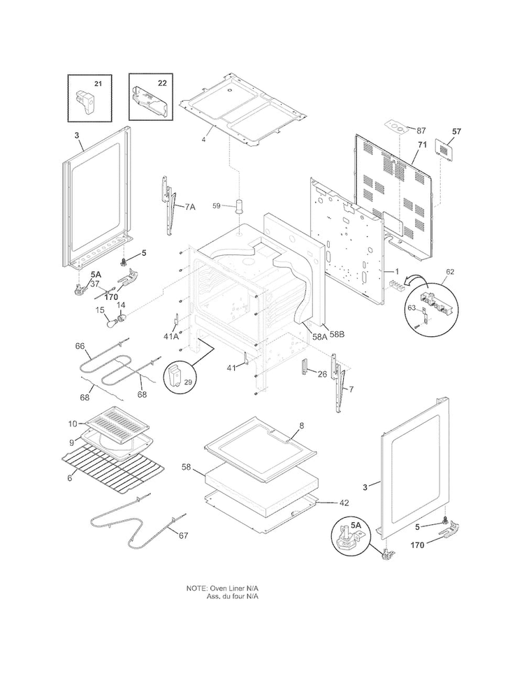 Body Diagram and Parts List for CRE3530PBA  Crosley Range