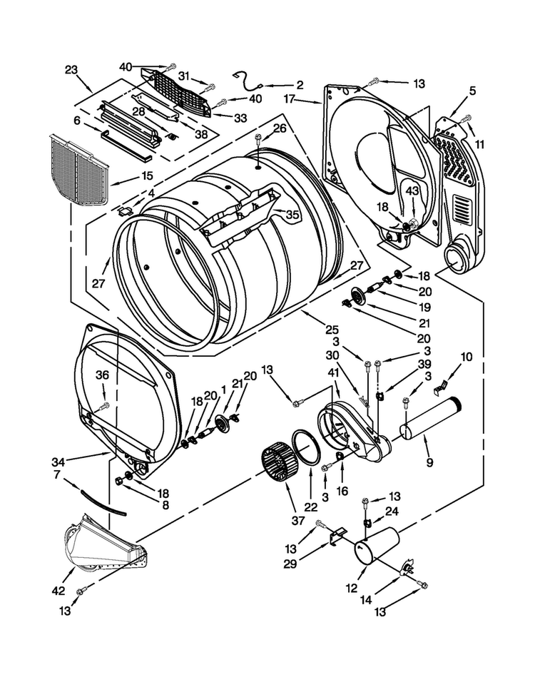Bulkhead Parts Diagram and Parts List for MDG17CSBGW3  Maytag Dryer