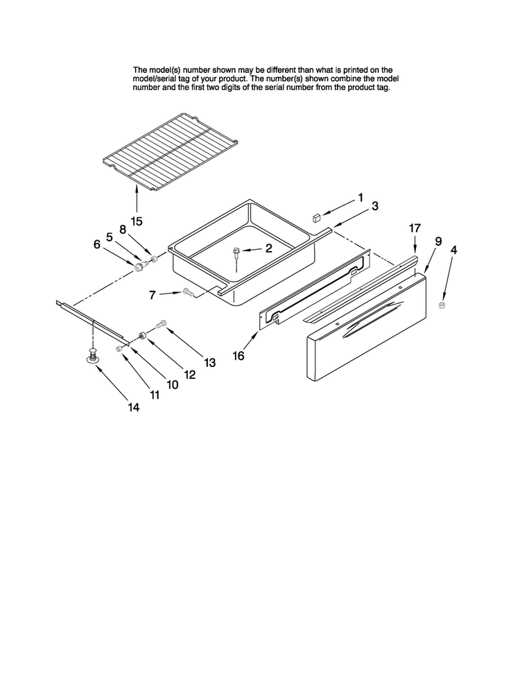 Drawer And Rack Parts Diagram and Parts List for MER5875RCF1  Maytag Range