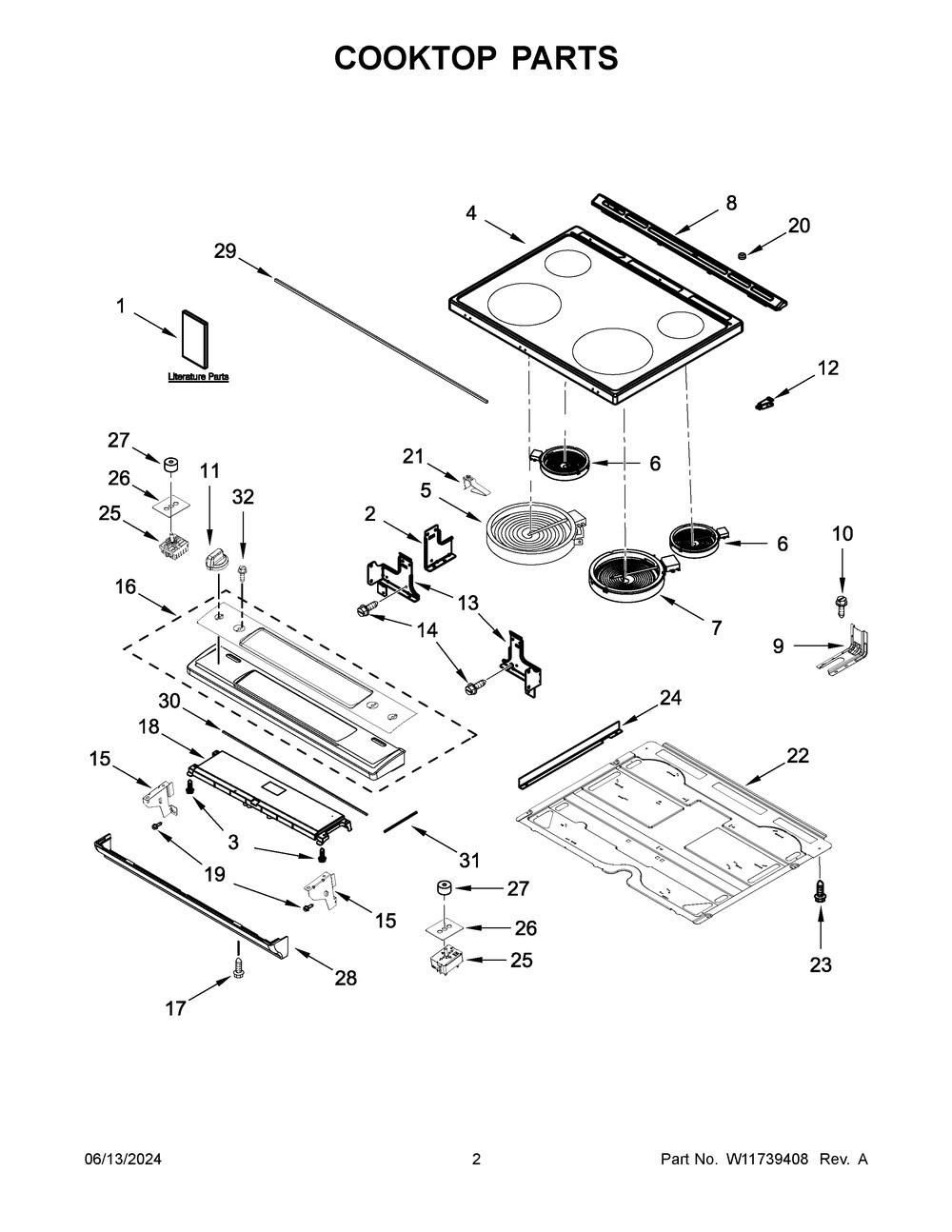 Cooktop Parts Diagram and Parts List for YAES6603SFS6  Amana Range
