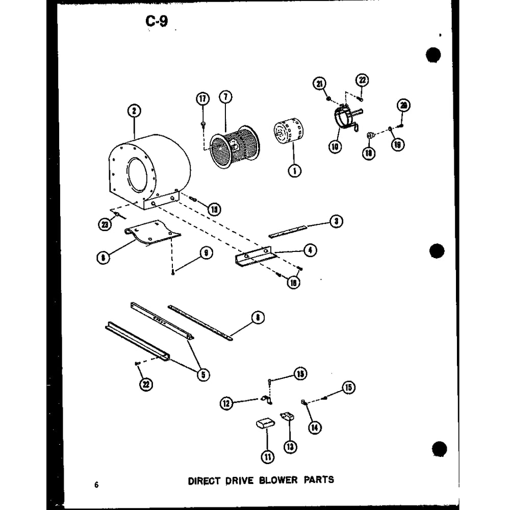 Direct Drive Blower Parts Diagram and Parts List for GCE120DM P96597-6F Amana Furnace