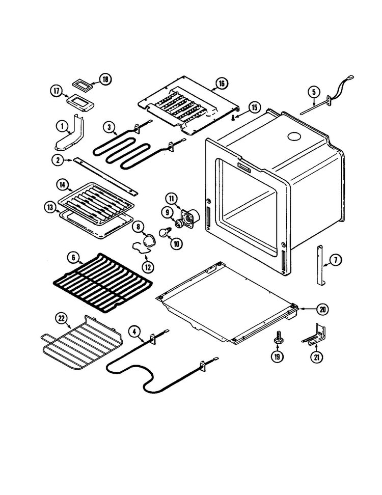 Oven/base Diagram and Parts List for MER1320BDW  Maytag Range