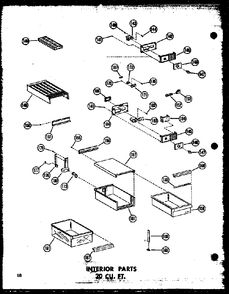 Interior Parts 20 Cu. Ft. Diagram and Parts List for T16N-C-P60236-42WC  Amana Refrigerator