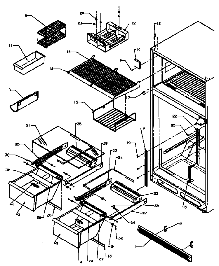 Cabinet Shelving Diagram and Parts List for TS18R2G-P1181803WG  Amana Refrigerator