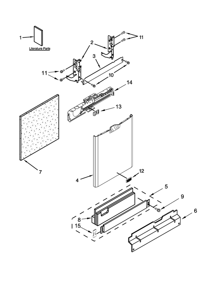 Door And Panel Parts Diagram and Parts List for MDB6949SDE1  Maytag Dishwasher