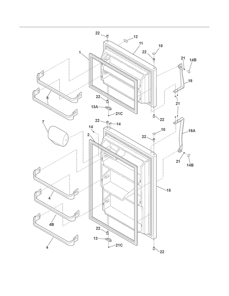 Door Diagram and Parts List for CRT184SBMM0  Crosley Refrigerator