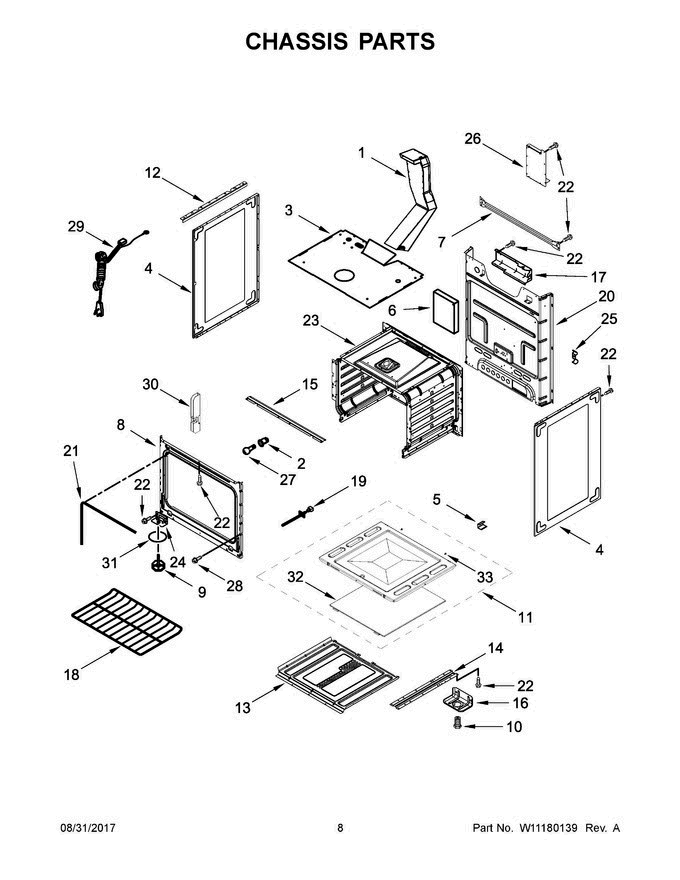 05 - Chassis Parts Diagram and Parts List for AGR5330BAW2  Amana Range