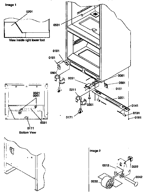 Insulation And Roller Assembly Diagram and Parts List for 67275-P1311001WE  Amana Refrigerator