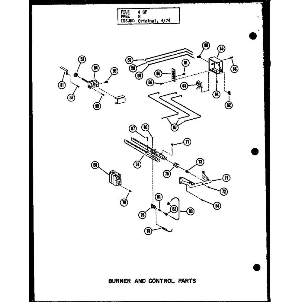 Burner And Control Parts 2 Diagram and Parts List for GH-105E-3 P96324-9F Amana Furnace
