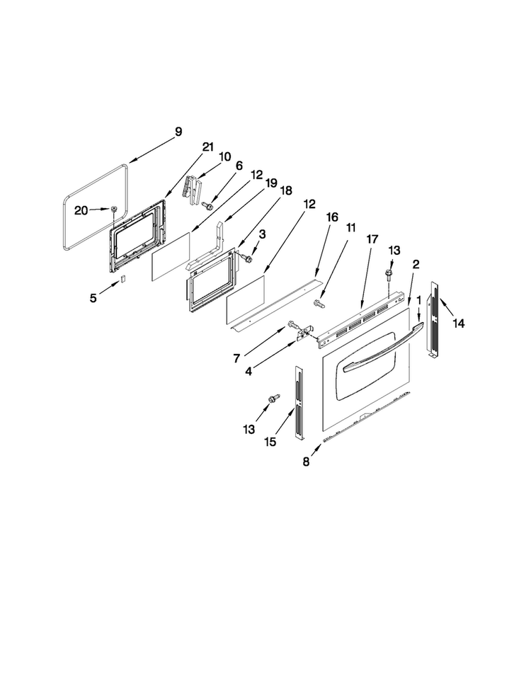 Lower Door Parts Diagram and Parts List for MER6741BAB17  Maytag Range
