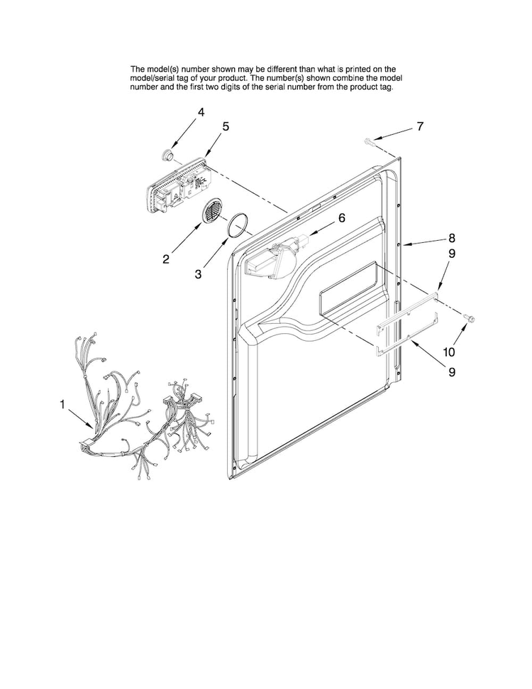 Door And Latch Parts Diagram and Parts List for MDBH945AWQ1  Maytag Dishwasher