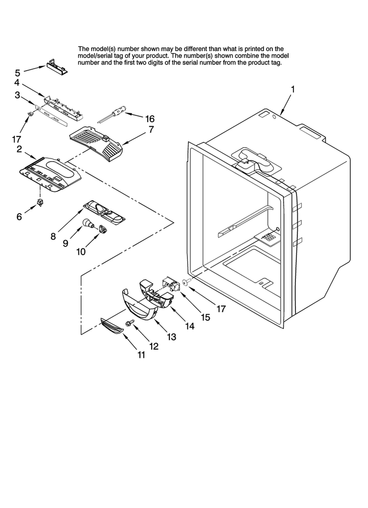 Refrigerator Liner Parts Diagram and Parts List for AFB2534DEW13  Amana Refrigerator