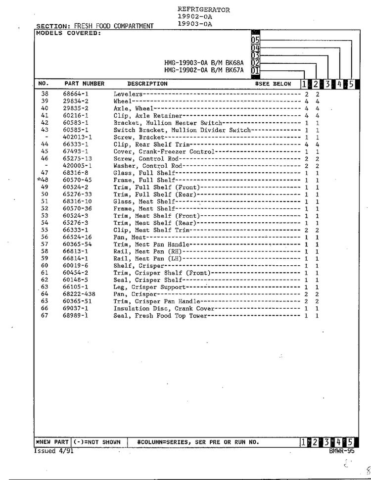 Fresh Food Compartment Page 3 Diagram and Parts List for 19903-0A  Admiral Refrigerator