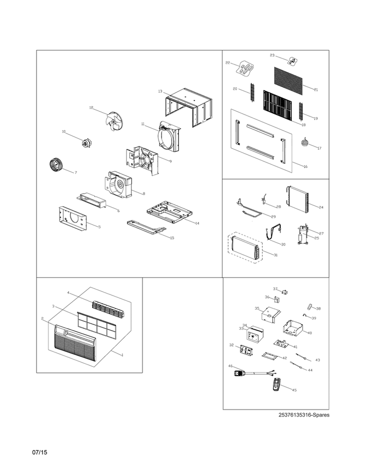 Recommended Spare Parts Diagram and Parts List for CAW12EHQ12  Crosley Air Conditioner