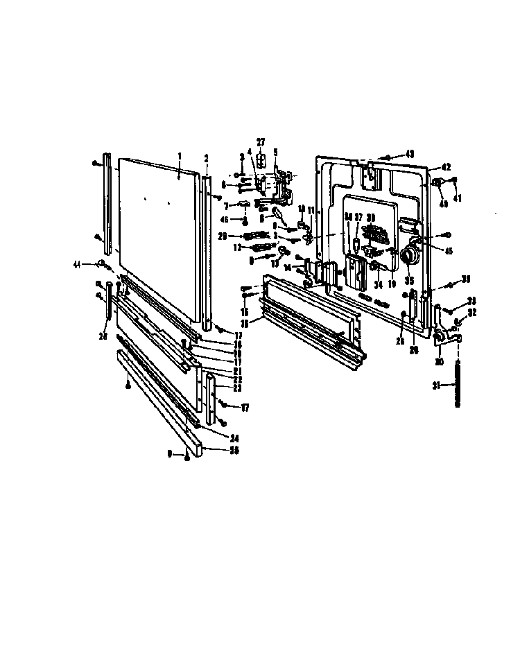 Door Details Diagram and Parts List for DCR-225-1C-OM  Caloric Dishwasher