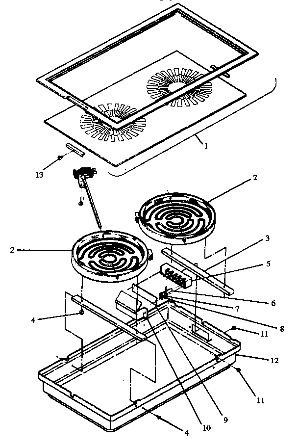 Section 2 Diagram and Parts List for CC8-P8591904S  Amana Cooktop