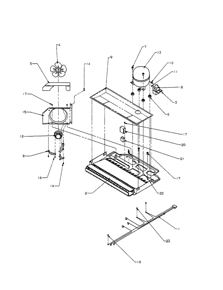 Compressor Compartment Diagram and Parts List for TA18R3-P1181705WW  Amana Refrigerator