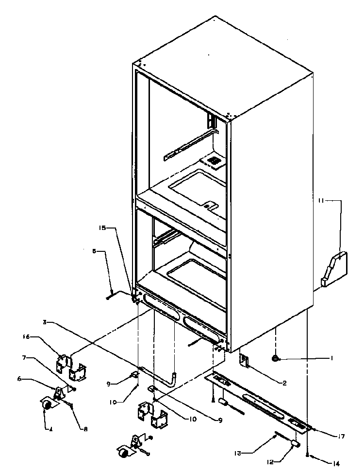 Rollers/drain Tube Diagram and Parts List for BX22RE-P1161604WE  Amana Refrigerator