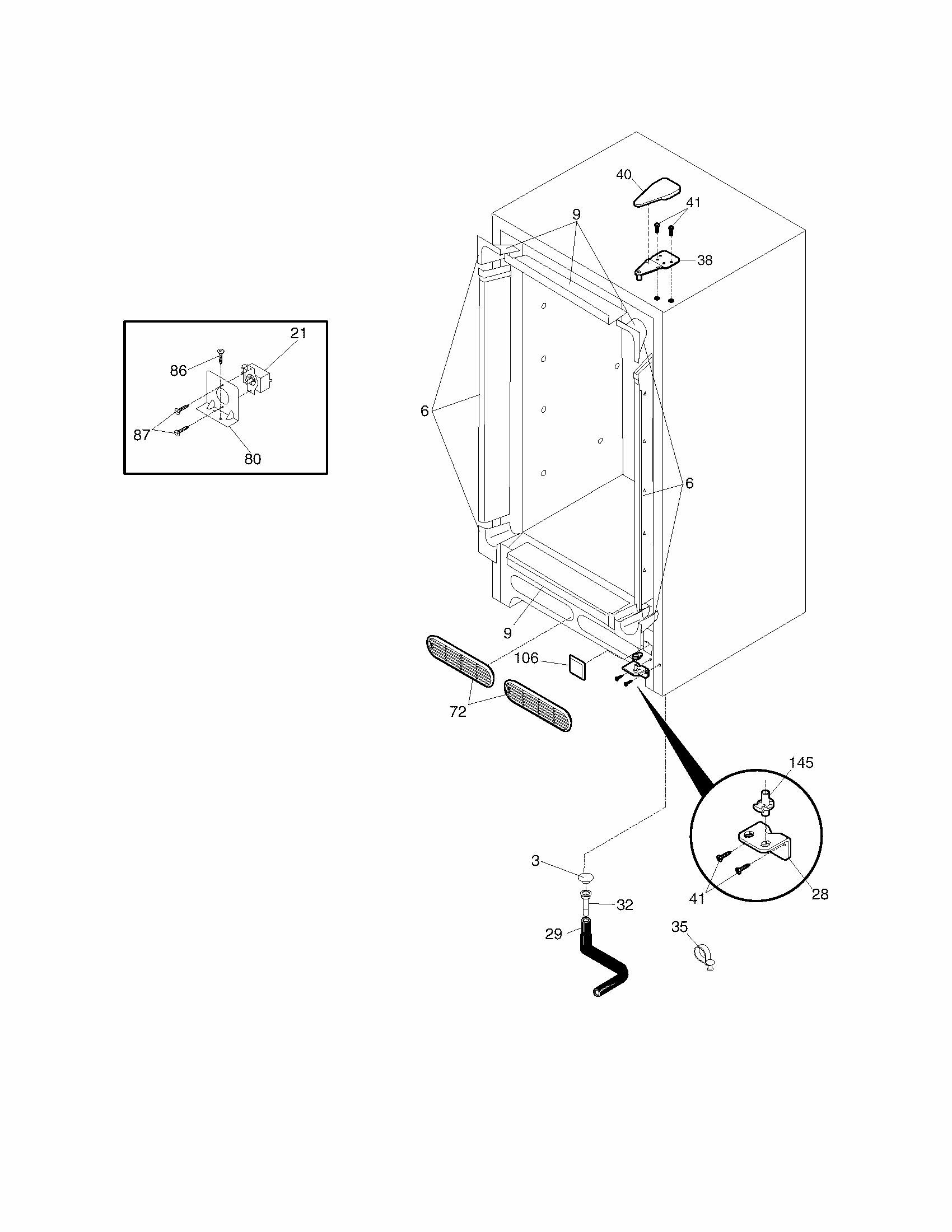 Cabinet Diagram and Parts List for FMR12  Crosley Freezer