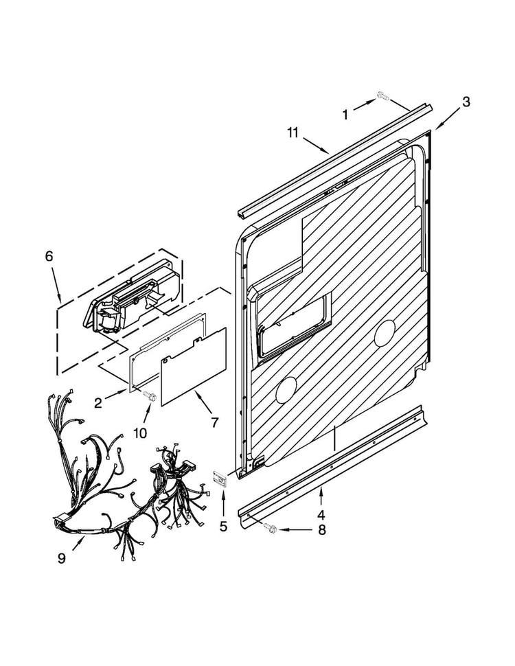Inner Door Parts Diagram and Parts List for MDB8959SBW0  Maytag Dishwasher