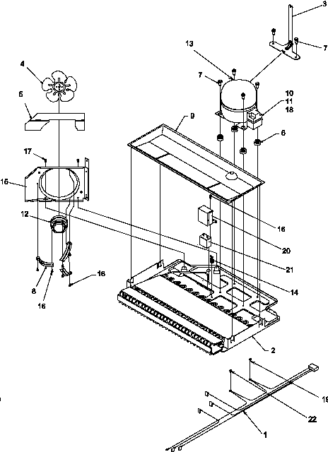 Compressor Compartment Diagram and Parts List for TR25S5-P1196402WW  Amana Refrigerator