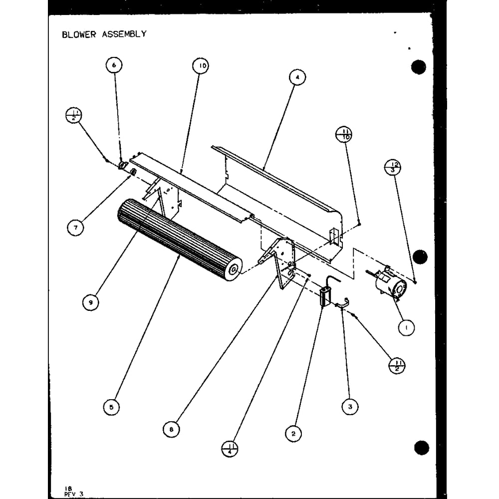 Blower Assembly 3 Diagram and Parts List for PTH12400ER P9872129R Amana Air Conditioner