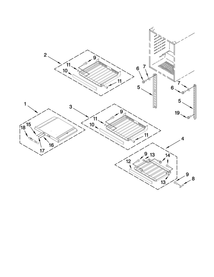 Shelf Parts Diagram and Parts List for JUW248RWRS00  Jenn-Air Wine and Beverage Cooler