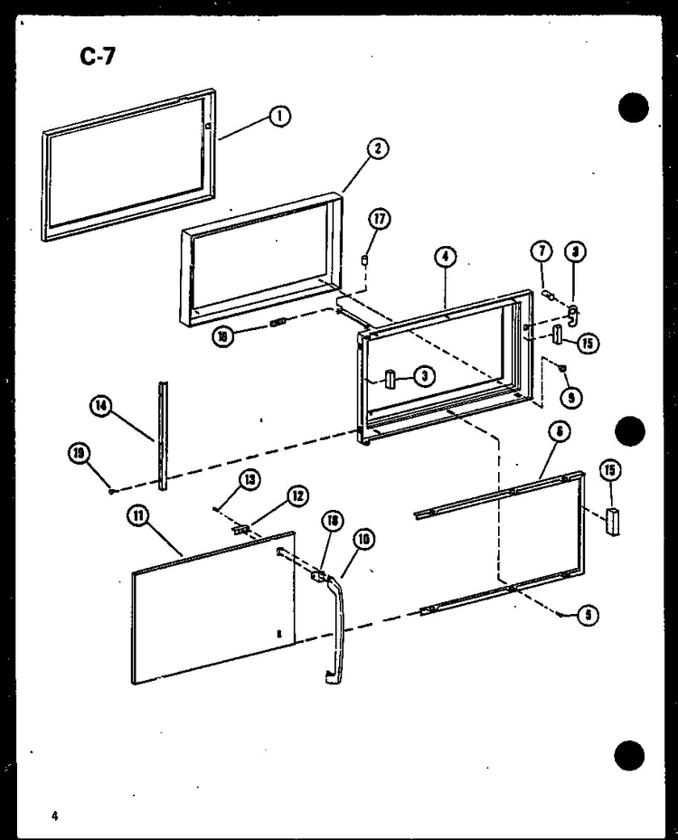 Door Diagram and Parts List for RC-6PB P73860-12M Amana Microwave