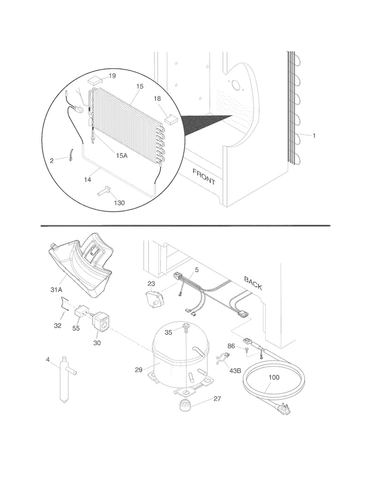 System Diagram and Parts List for CFUF17PT1  Crosley Freezer