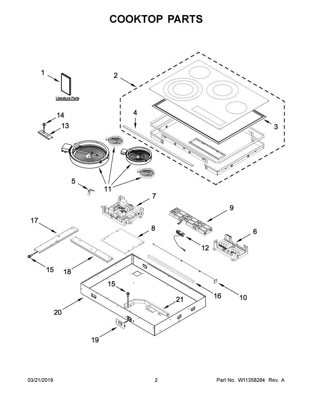 Cooktop Parts Diagram and Parts List for JEC4430HS01  Maytag Cooktop