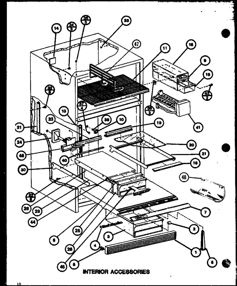 Interior Accessories 1 Diagram and Parts List for IC3K-P7621309W-TM  Amana Refrigerator