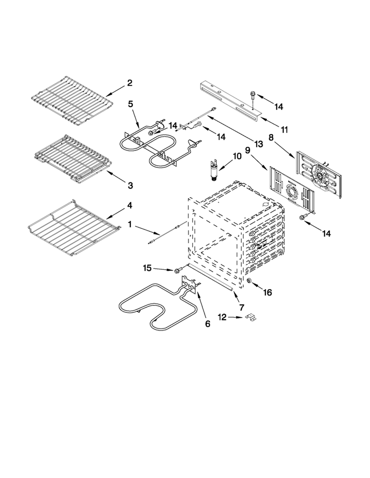 Internal Oven Parts Diagram and Parts List for JMW2430WW02  Jenn-Air Microwave