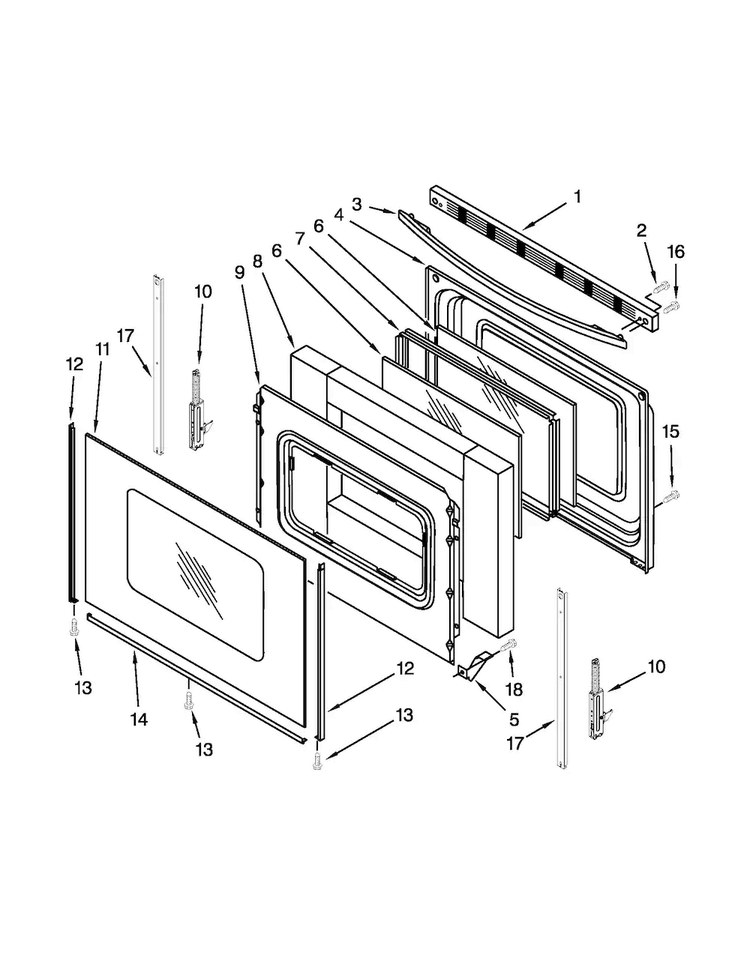Door Parts Diagram and Parts List for ACR4530BAW0  Amana Range