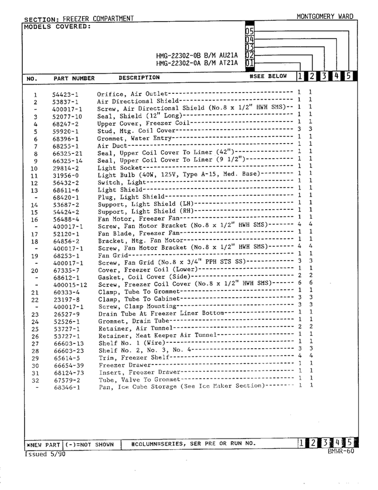 Freezer Compartment Page 2 Diagram and Parts List for 22302A  Admiral Refrigerator